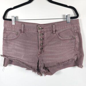 FREE PEOPLE Runaway Button Fly Raw Hem Denim Shorts 61855-16515125 Size W28‎